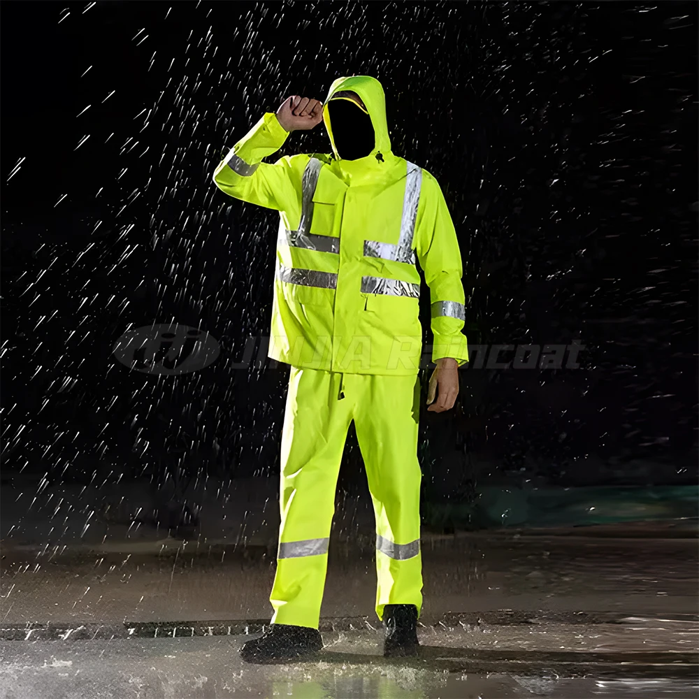 Image [5]-safety Motorcycle oxford Reflective Durable rain coat - jinjiaraincoats-jinjiaraincoats