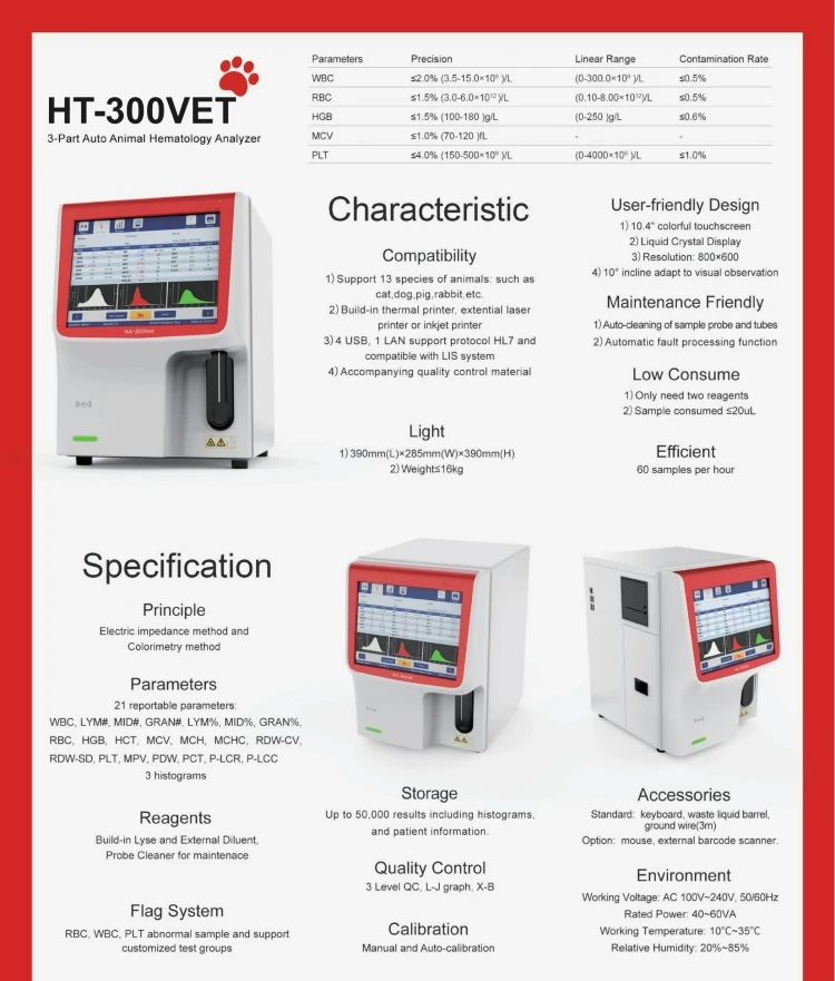 Veterinaria 3 Part Blood Test Cbc Auto Animal Hematology Analyzer ...