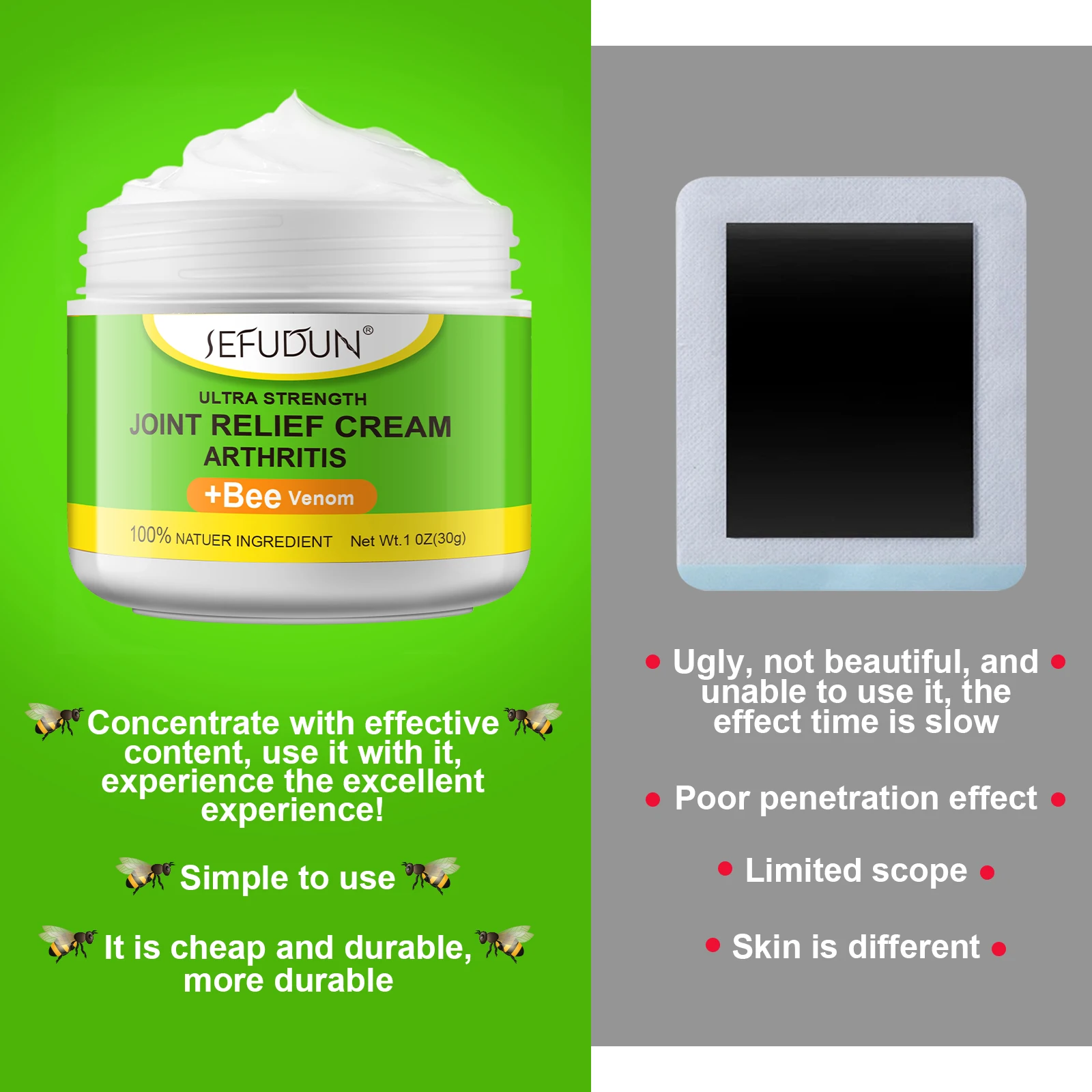 Sefudun Vitamin K2 Bee Venom Fast Acting Massage Deep Gout Neck