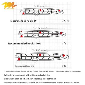 Splash Wave Craw 135mm 160mm 190mm Sea Fishing Live Bait Long Distance Lure Surface Stainless Steel Universal – Lure – view 4