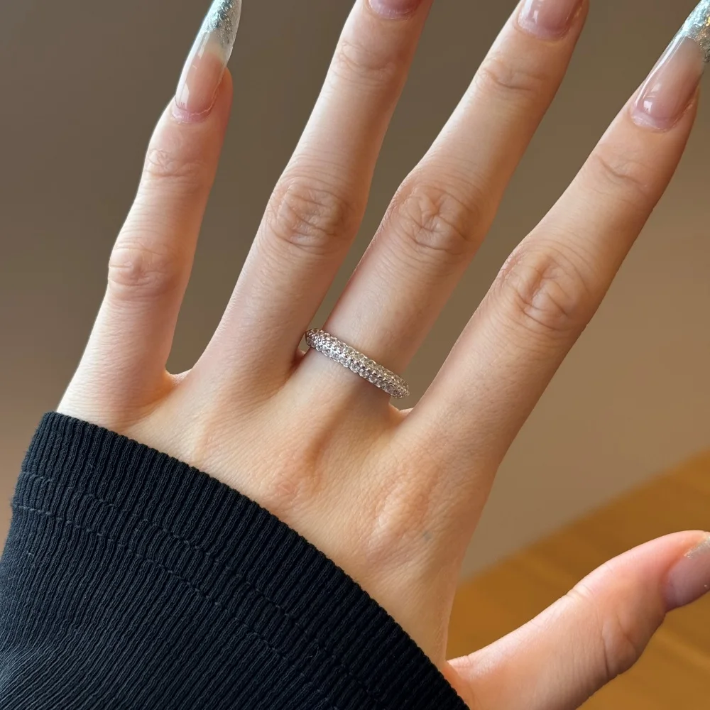 KAKODIY luxury high-end 925 sterling silver engagement women's niche temperament small row Cubic Zirconia ring detail 1