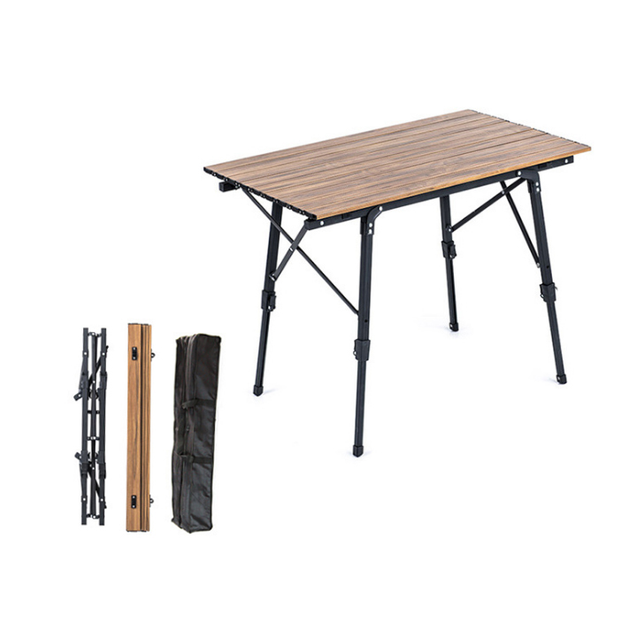 
Переносной Регулируемый складной стол для пикника, алюминиевый стол для отдыха на открытом воздухе, барбекю, путешествий, пешего туризма, из дерева, с сумкой для переноски 