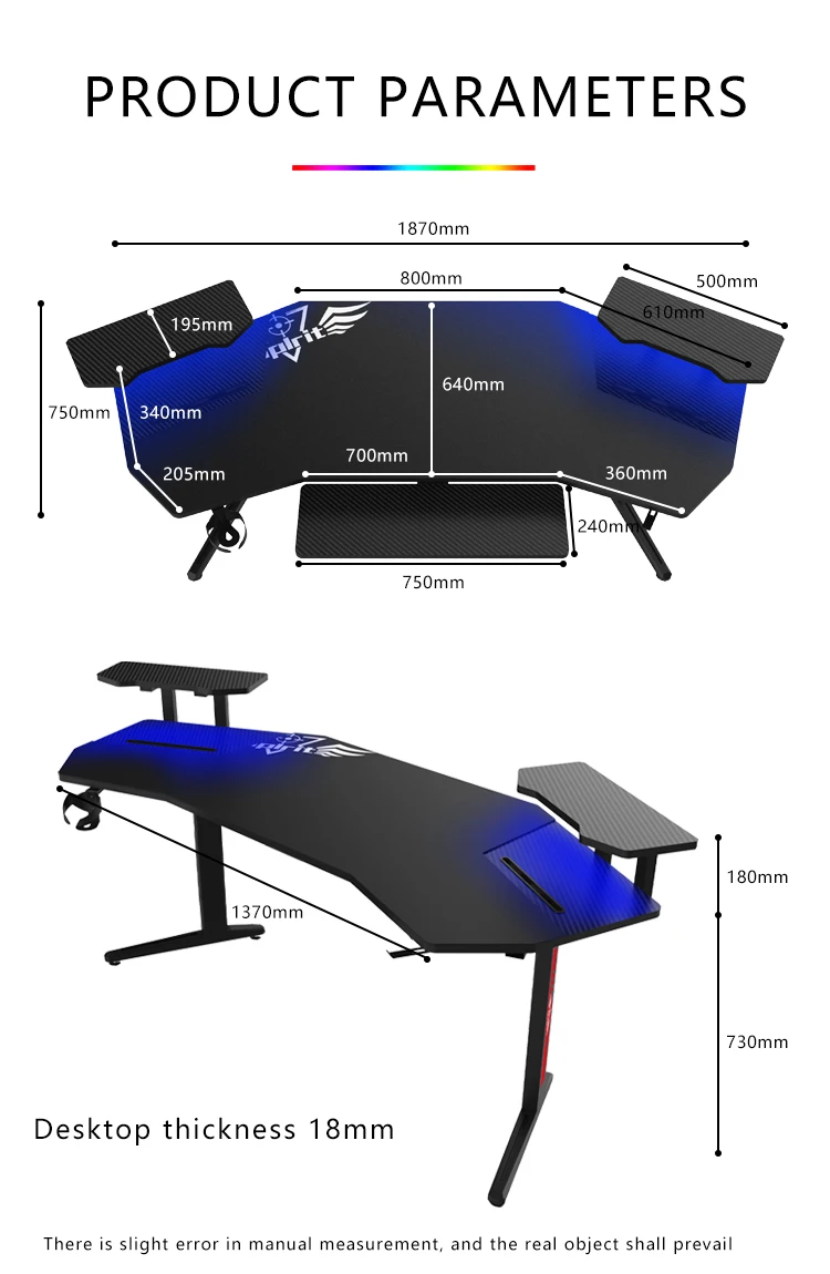 Популярный большой Настольный игровой стол Rgb, угловой компьютерный игровой стол для киберспорта, черный игровой стол для ПК со светодиодной симфонией и окружающим светом