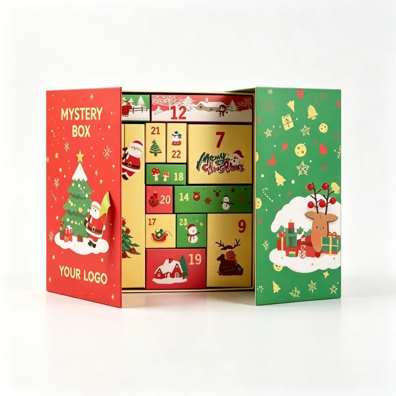 Customized Printing Magnetic Paper Box Luxury Blind Mystery Packaging Box Recyclable Surprise Christmas Arrival Gift Box