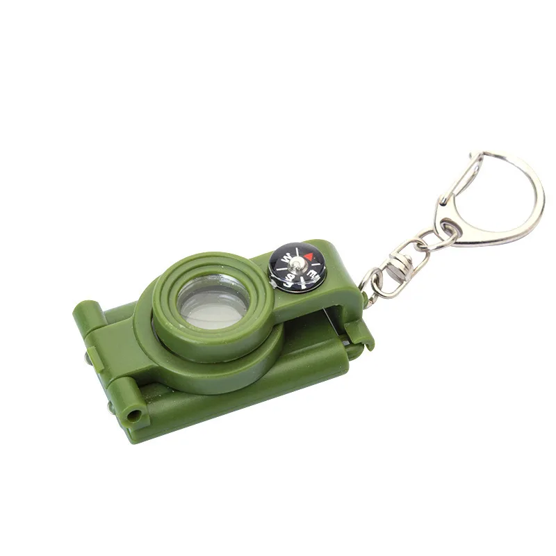Multifunctional Telescope Mini LED Flashlight Magnifier Compass 4-in-1 Key Ring