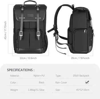 Neewer Camera Backpack, Durable Waterproof Camera Case Photography Backpack With Rain Cover for DSLR Camera, Lens & Accessories detail image