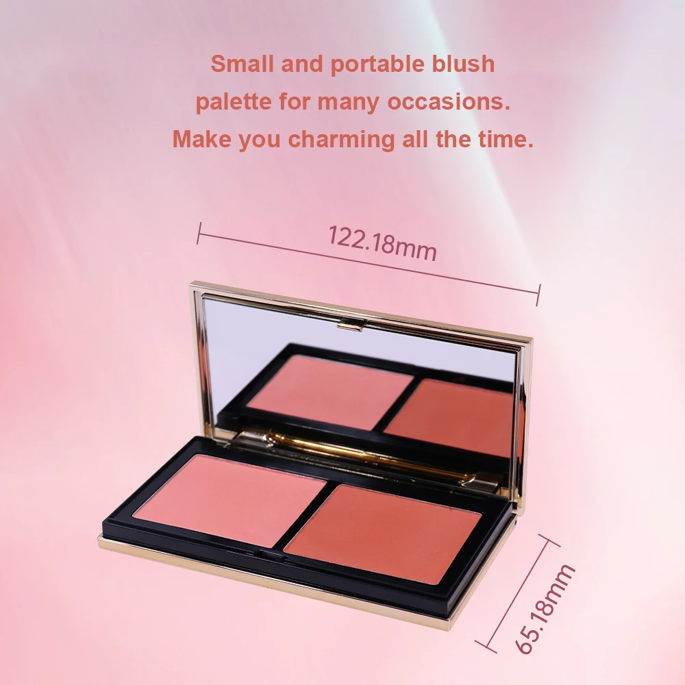 OEM&ODM Fashion Lady Beauty Face 2 Color Powder Blusher Makeup Private Label Double Blush Palette supplier