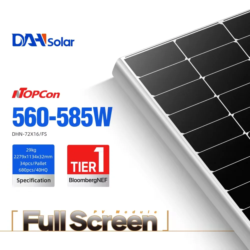 Bnef Tier1 Topcon Solar Panel 560w 570w 580w N Type Pv Panel Full ...