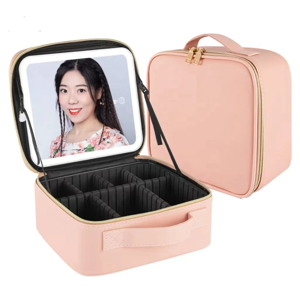 MAANGE Travel Makeup Bag - Large Makeup Bag With 2pcs Small Makeup Bag Portable Leather Cosmetic Bag Toiletry Bag Make Up Bags For Women And Girls (Pink
