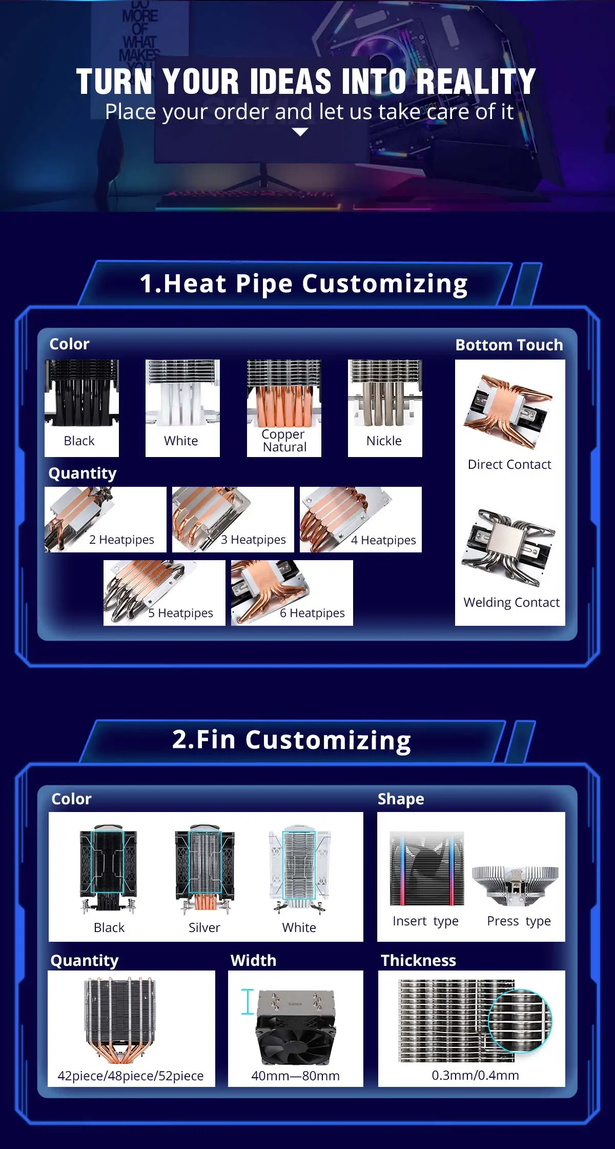 Pc Radiator Logo SAMA Dual Fans Customized Color logo Computer Radiator for Pc Cpu ...