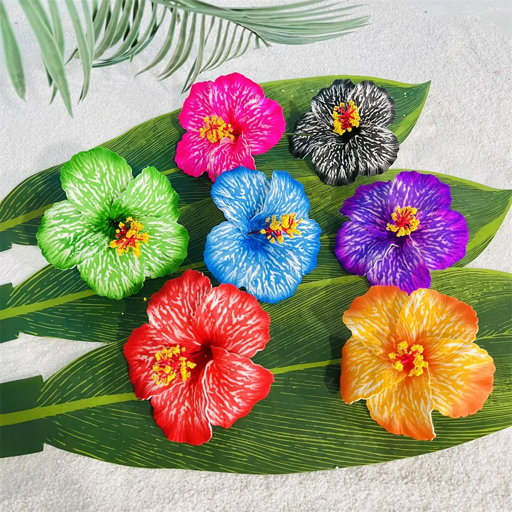 Rhinestoned Huge Yellow Hibiscus Flower Clip factory