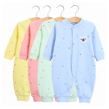 Michley Wholesale Infant Long Sleeve Jumpsuit Girls Rompers Autumn Organic Cotton Baby Clothes