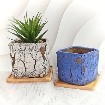 TangCao Creative Design Home Party Table Centerpieces Ceramic Succulent Pot cracked texture Cactus Pot Planter Flower Pot