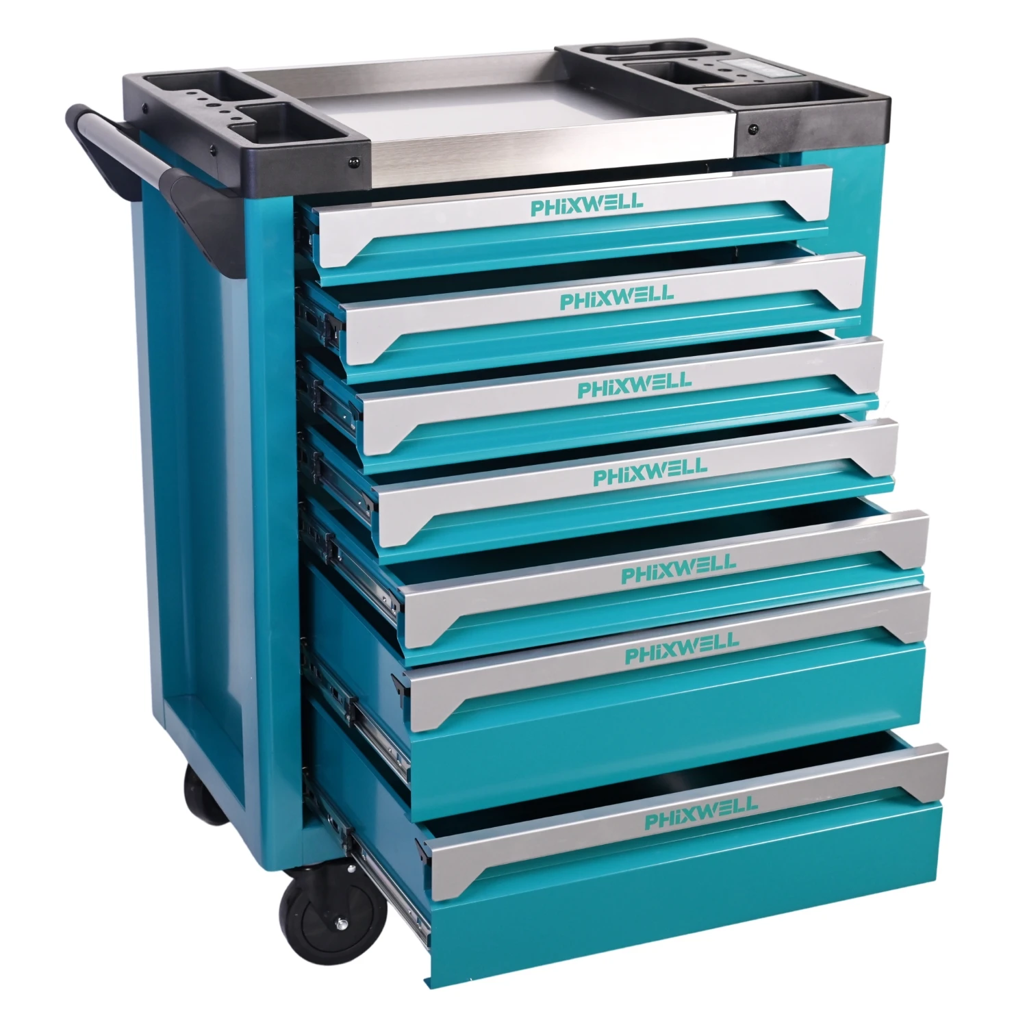 PHIXWELL 8 Drawer Steel Garage Tool Chest Cabinet Trolley Set with