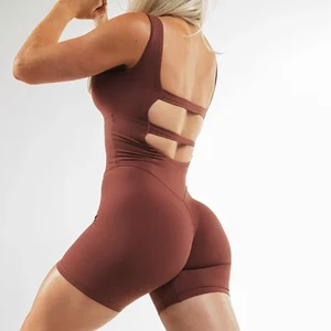 New Style Nylon One Piece Yoga Jumpsuit Ladies Gym Wear Sports Fitness Bodysuit Set for Women