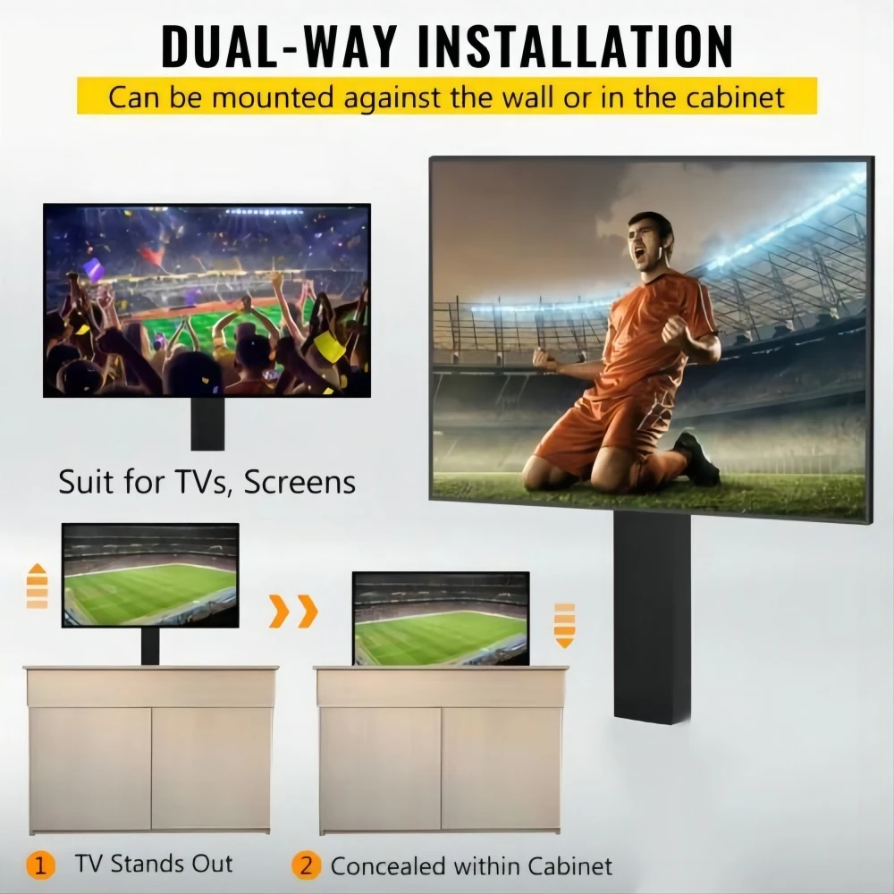 Motorized Remote Control Drop Down TV Lift Automatic System Electric Under Bed TV Lift Stands for 32-70"