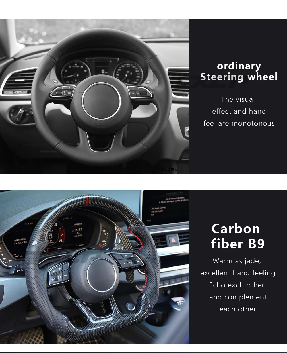 Fit for Audi A3 A4 B9 A5 RS3 RS4 RS5 S3 S4 S5  LED Complete Carbon Fiber Steering Wheel
