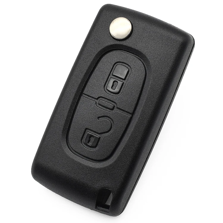 2 Buttons Flip Key case CE0536 with Battery Holder for P-eugeot 207 307 308 407 607 807 HU83 Blade Key Blank with logo