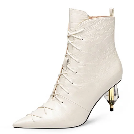 Amazon.com: Botines de tacón alto para mujer, tacón de aguja, plataforma,  ante sintético, con cordones, cintas : Ropa, Zapatos y Joyería