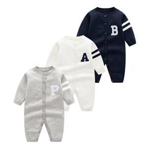 Hot Sale Solid Color Kids Cotton Long Sleeve Knitted Jumpsuit Romper Newborn Baby Sweater Clothes