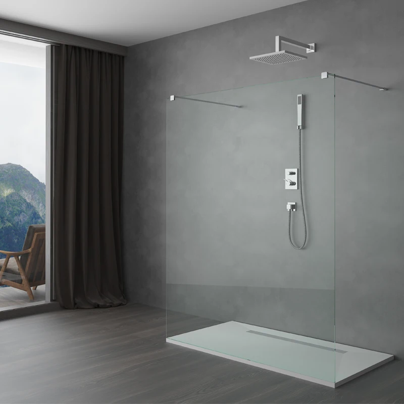Wet Room Walk in Easy Clean 8mm Frameless Fixed Shower Glass Panel