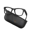 black genuine leather charging case