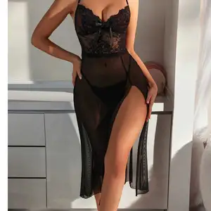 Advanced ODM Sexy Women Satin Lace Breathable Summer Nightwear Soft Sleepwear for Smart Supply Chain