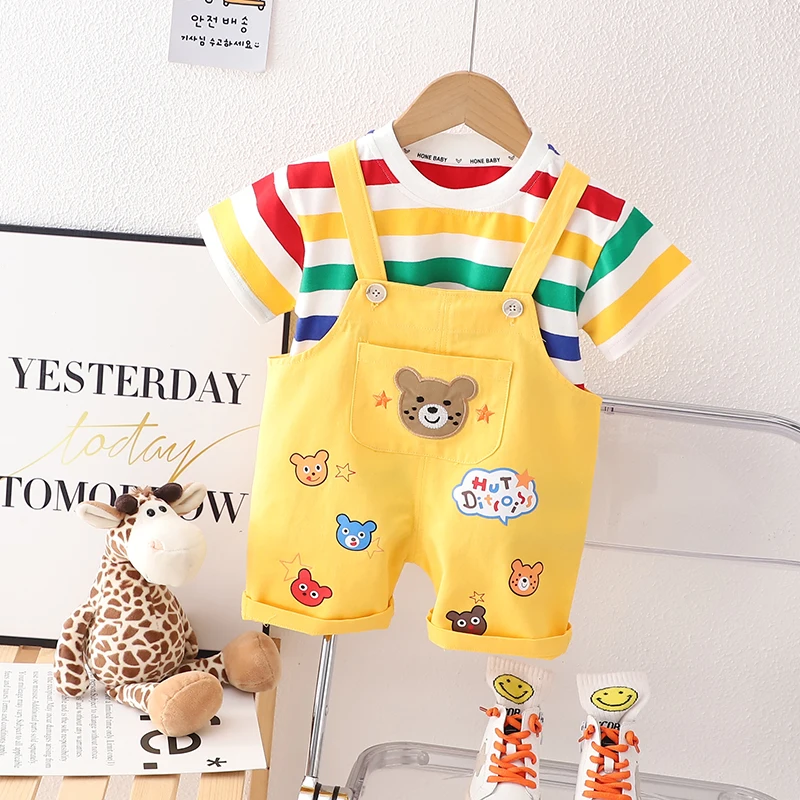 2023 Summer New Cute Baby Clothing Comfortable Kids Tshirt And Strap