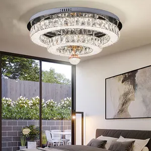 Home Lighting Fixtures Lamp Modern Bedroom Round K9 Crystal Led Ceiling Light Luxury for Living Room