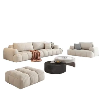 Sofa Bed Furniture Factory Latest Design Lamb Velvet Fabric Sofa Set Customized Living Room Sofa