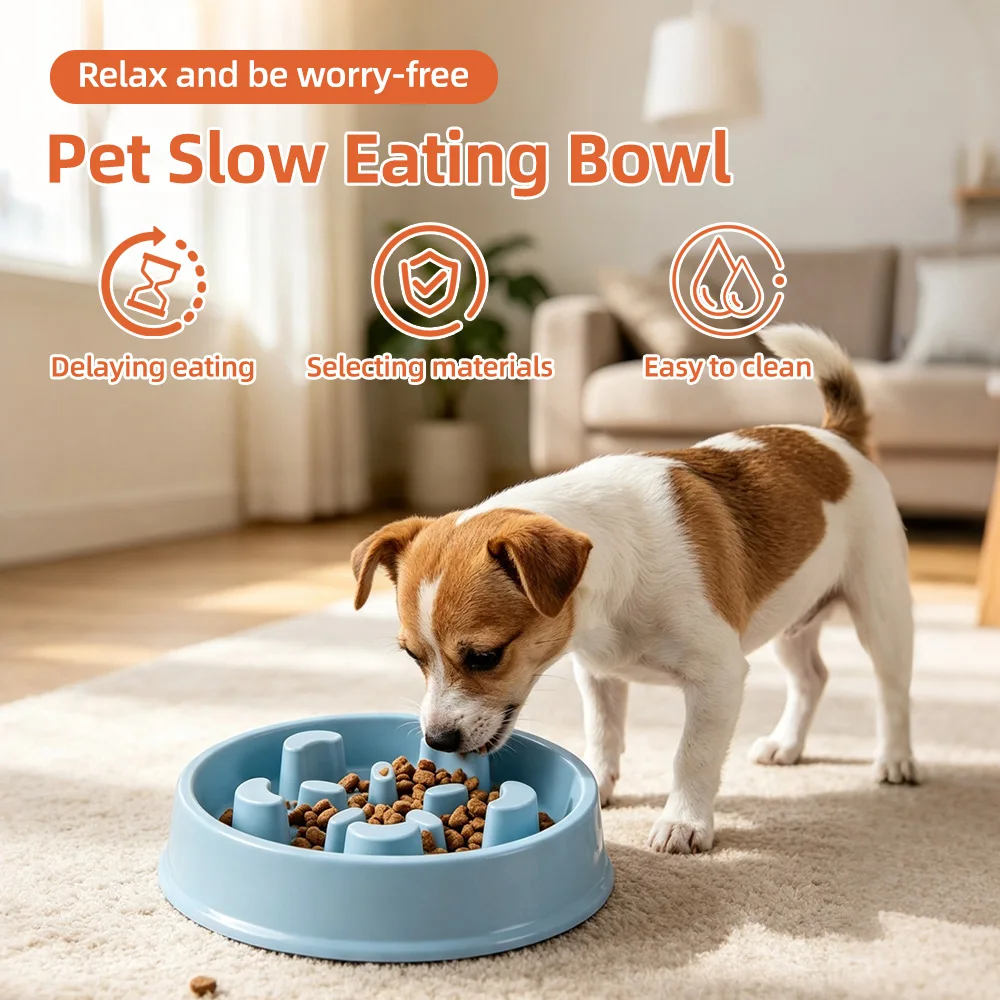 Wholesale Non-slip Plastic Slow Feeder Bloat Stop Dog Food Bowl with F - product detail 2