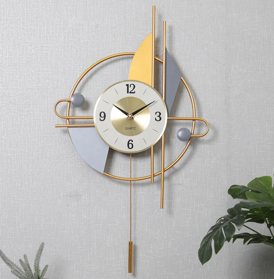 Colorful Metal Silent Quartz Modern Pendulum Wall Clock Home Decor Luxury