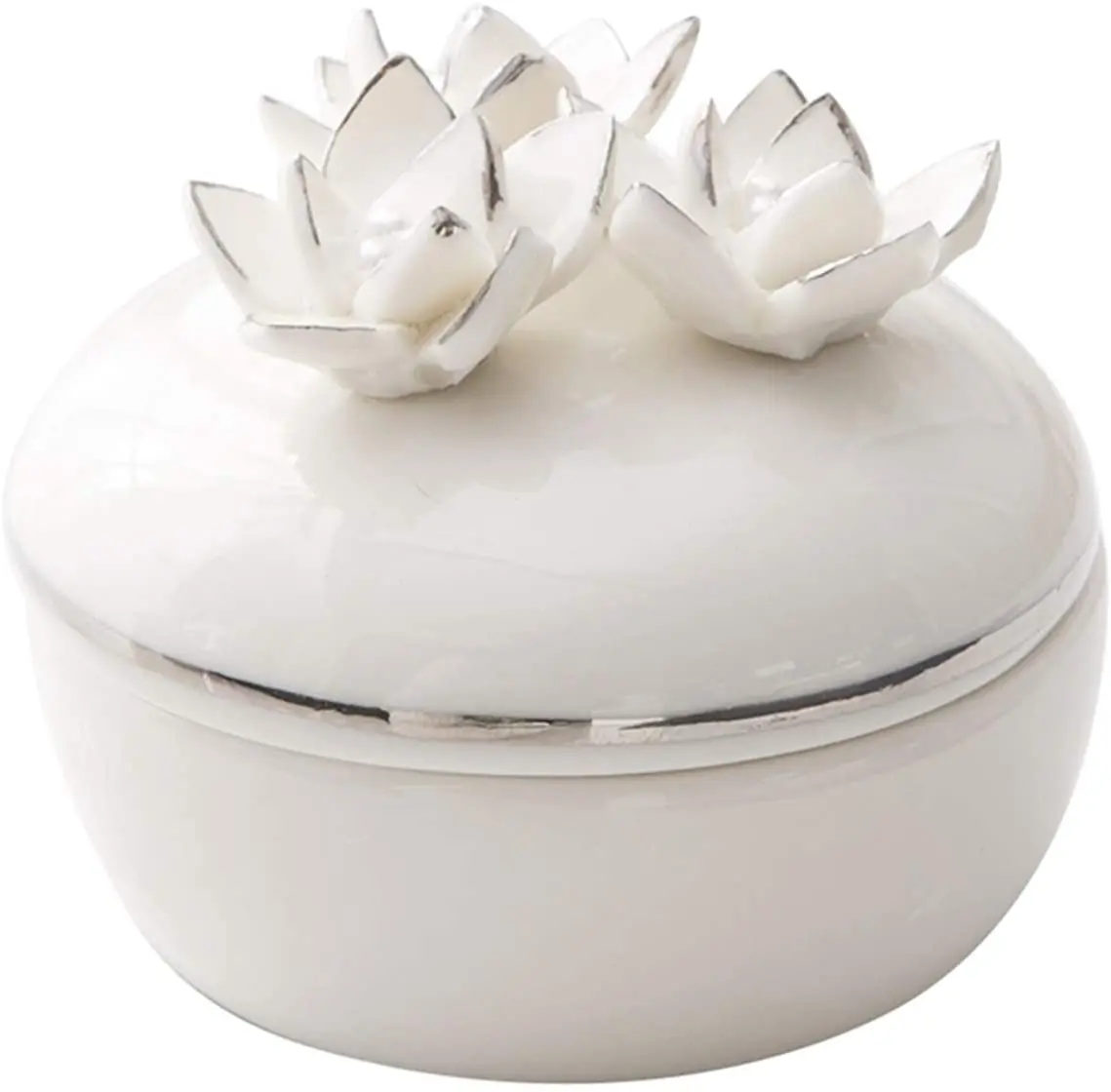 
 Белый керамический футляр для ювелирных изделий, кольцо-держатель, шкатулка для драгоценностей ручной работы с позолоченными краями, керамическая крышка для цветов для свадьбы, юбилея  