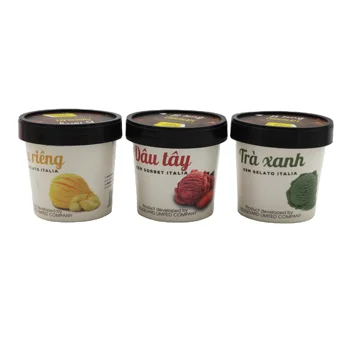 Disposable ice cream paper bowl soup 8oz 12oz 16oz paper cup with lids for holding ice-cream sundaes froyo gelato