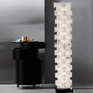 JACKSUN Modern Luxury LED Floor Lamp for Hotel Lobby Marble Alabaster Stand Table Lamp for Living Room Villa Bedroom Office