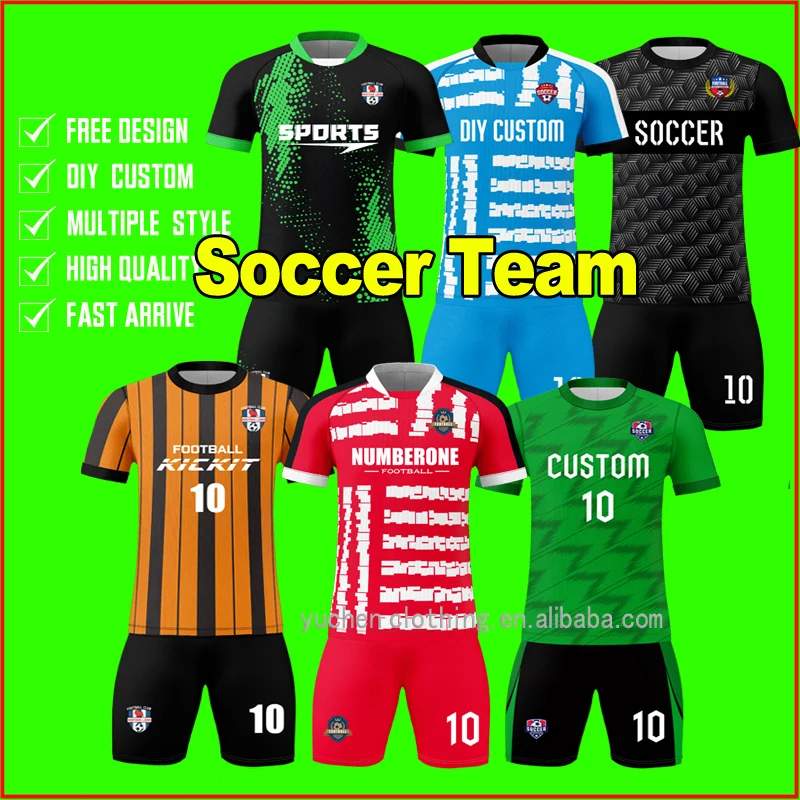 Custom Logo Football Jerseys Set Uniforms Sublimation Team Training
