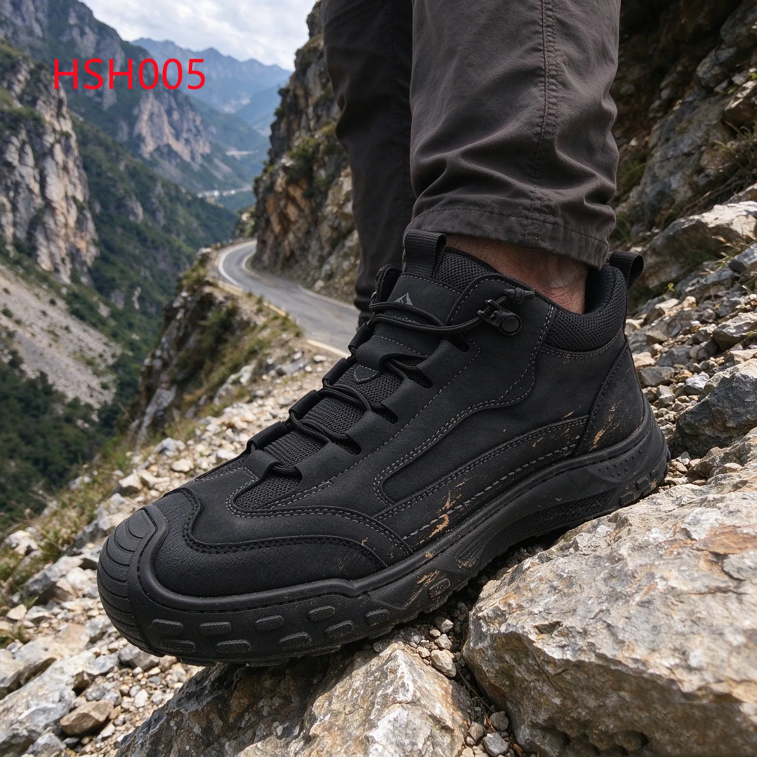 XYM,Scuff Resistant Stitching Rubber Sole Hua Singh Hiking Shoes Expedition Suitable Khaki/black Color Walking Boots HSH005