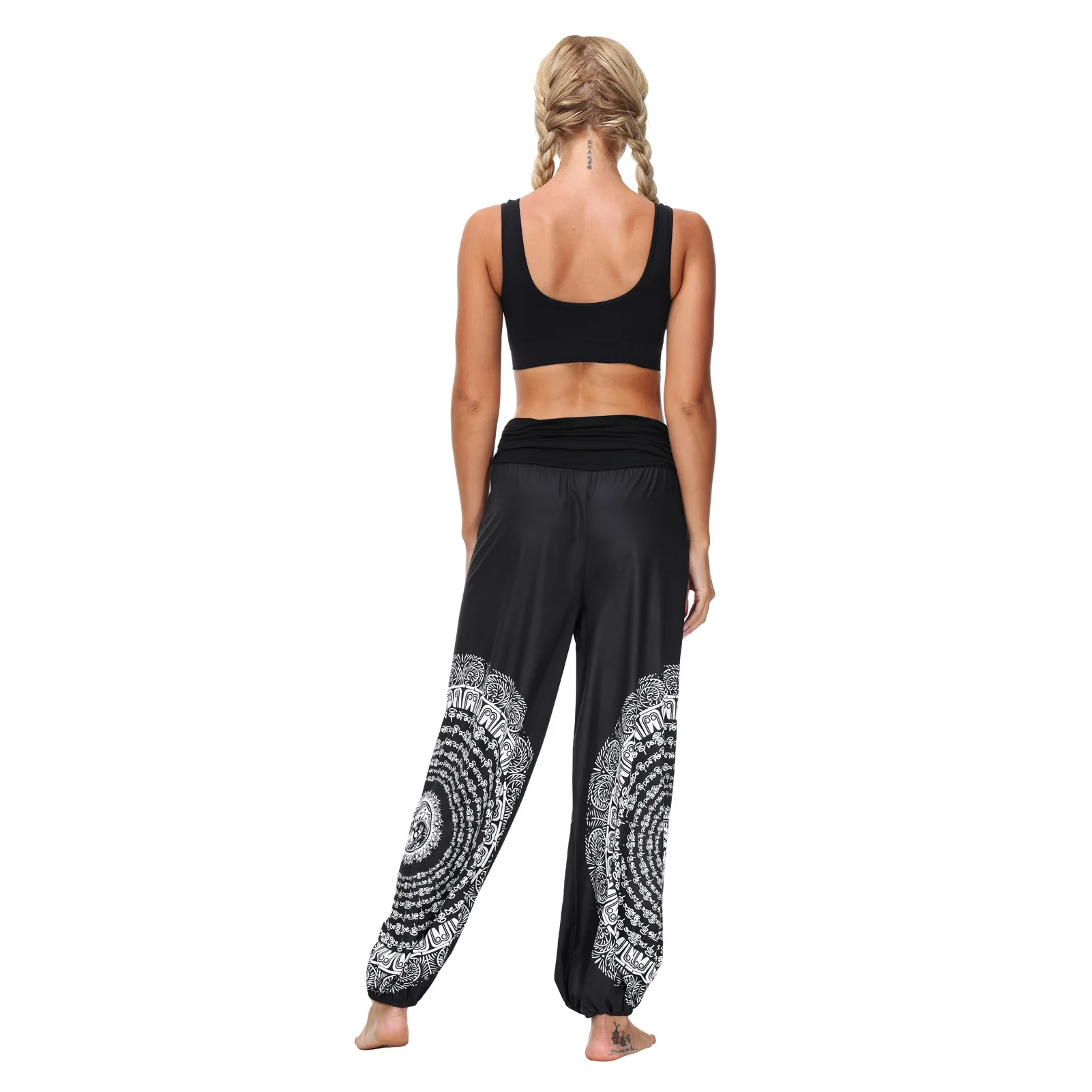 High-Waisted Fisherman Print Yoga Pants for Women Harem Boho