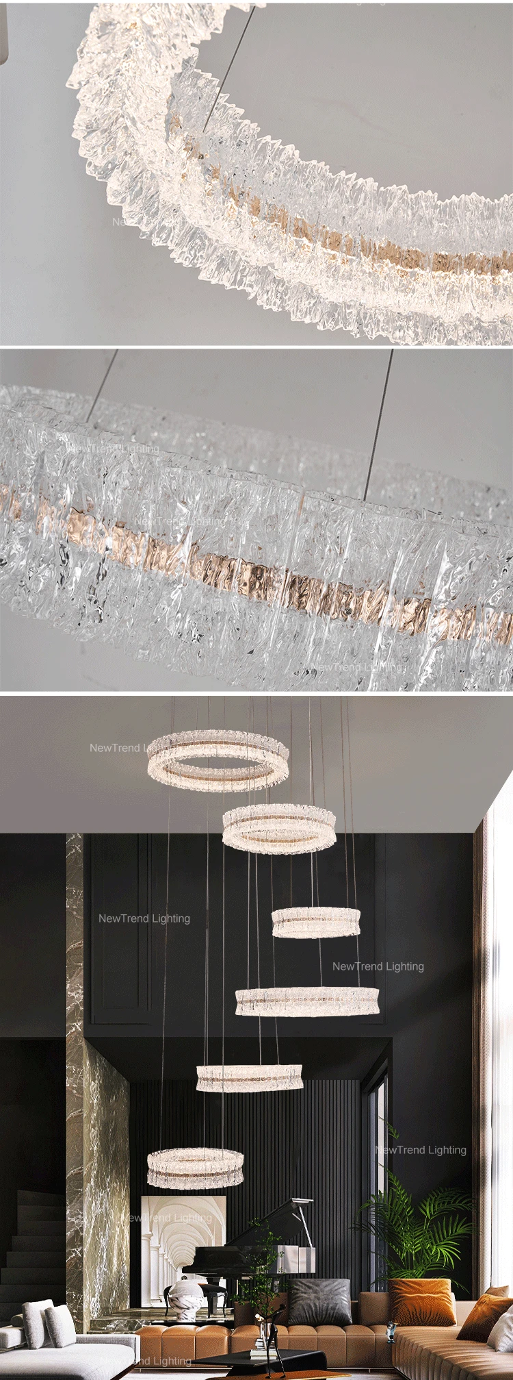 lc9888 modern style indoor decoration pendant light living dining room restaurant home acrylic led ring chandelier-3