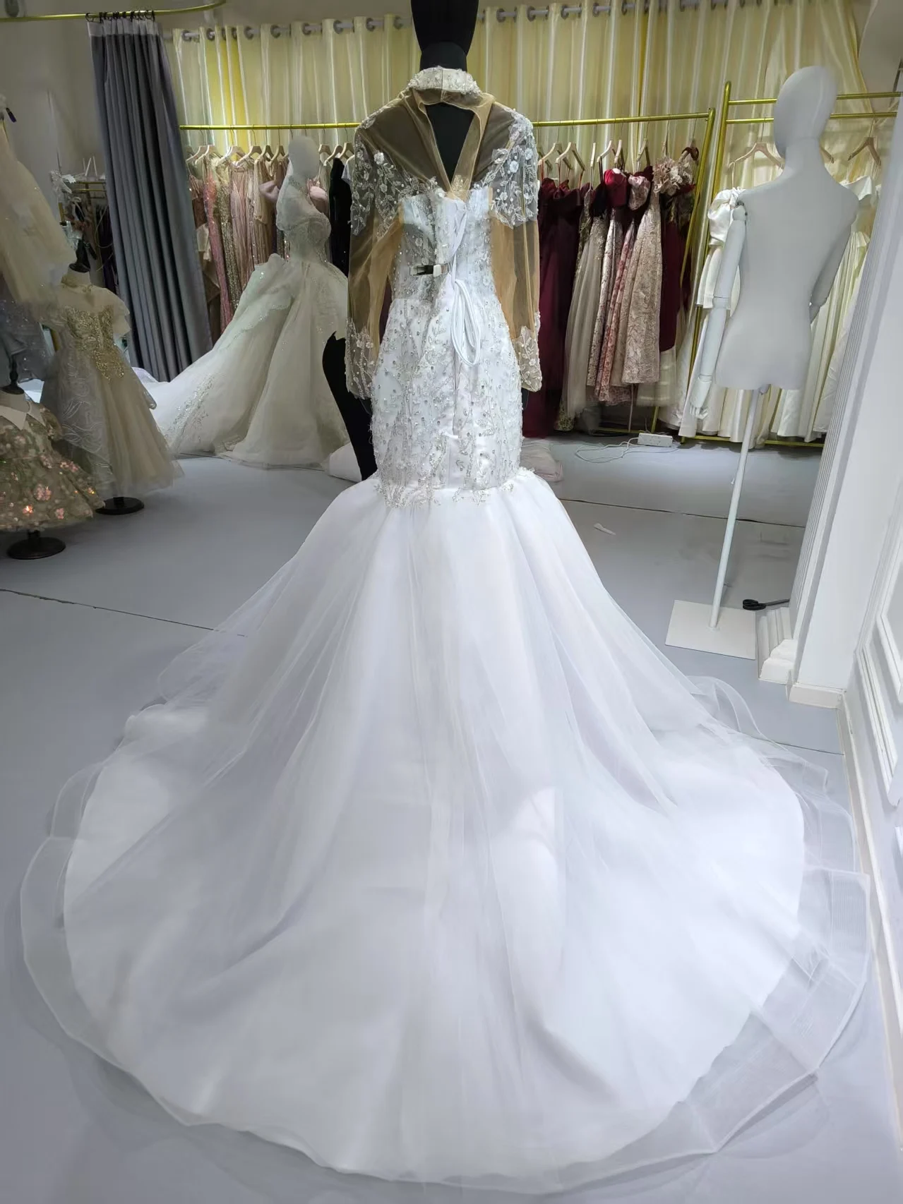 knee length dresses for ladies Lace off-the-shoulder Wedding Dress Olies main image 0