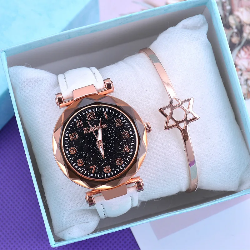 Starry Sky Quartz Women Leather Fashion Wristwatch