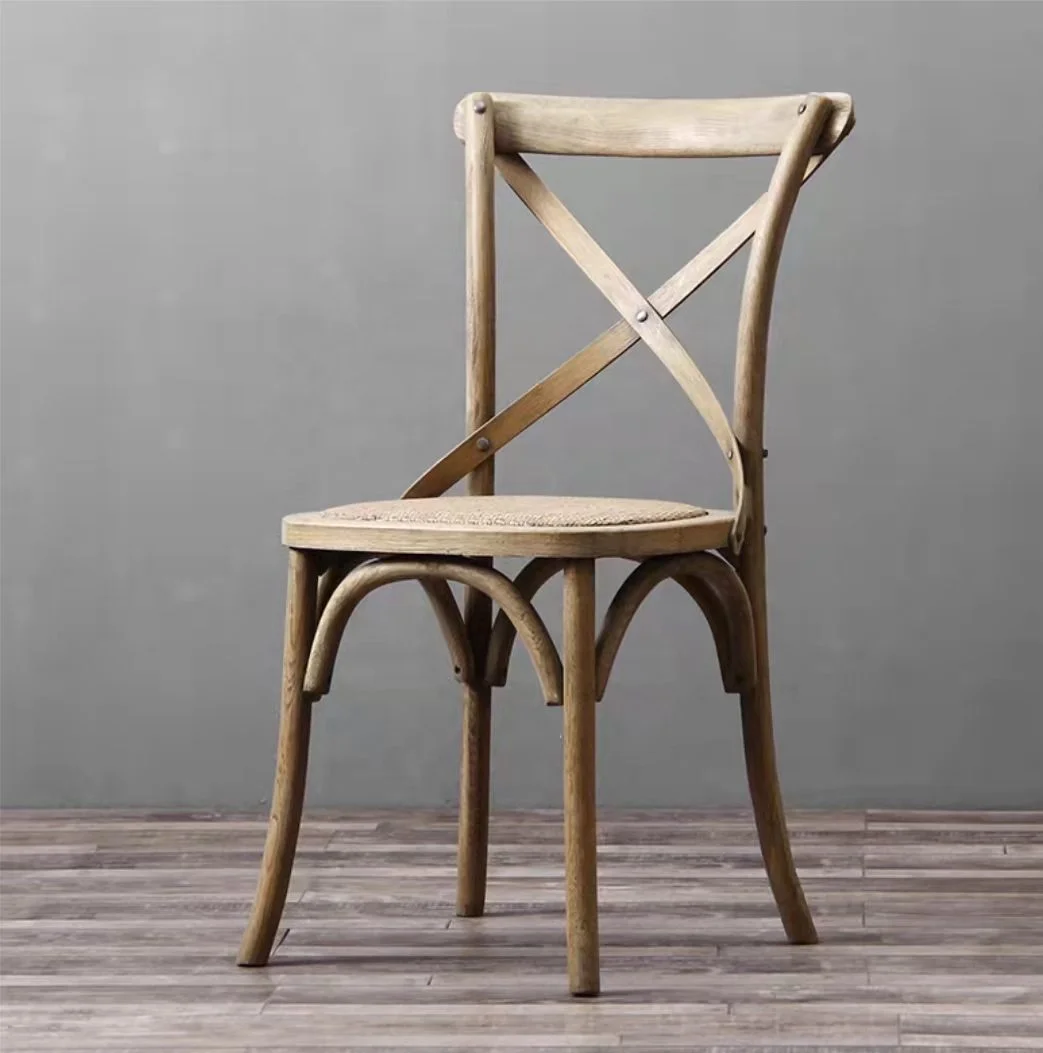 Оптовая продажа винтажный деревянный стул для банкета обеденного стола с крестообразной