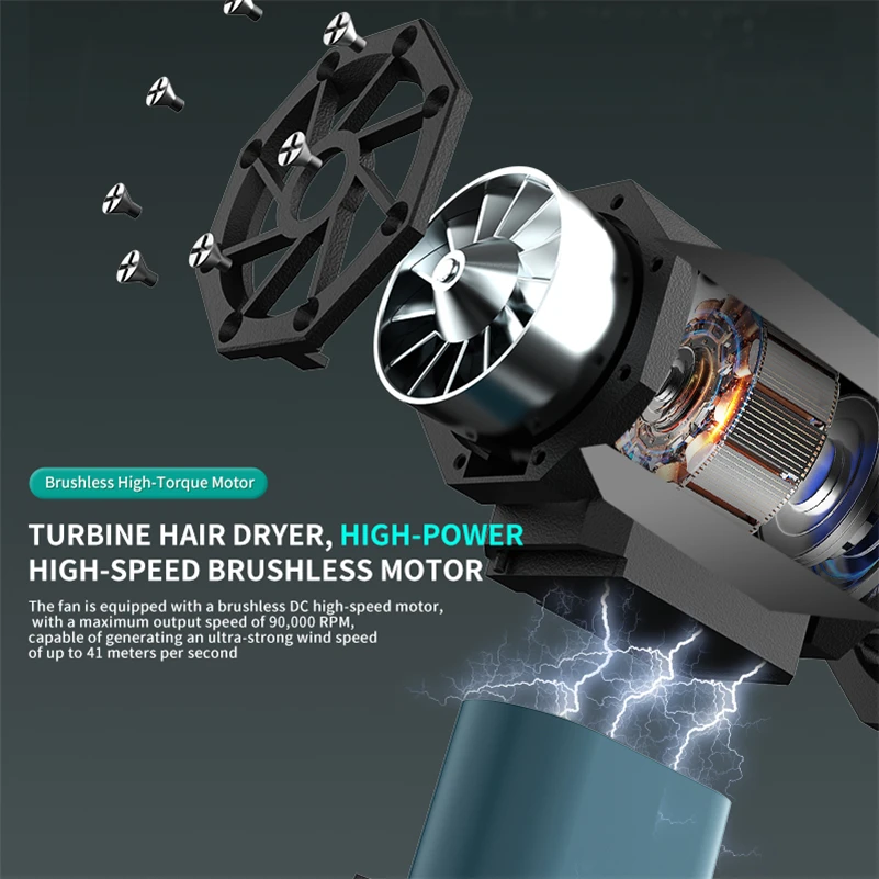 OEM/ODM 90000RPM Turbofan Mini Portable Turbo Fan Handheld Jet Fan High Speed Air Duster Air Blower Wireless Car Dryer - view 5
