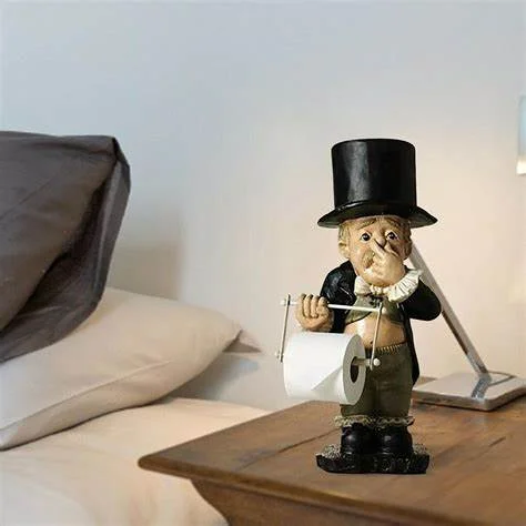Porta Carta Igienica Originale Con Statuetta In Resina – Ragazzo Che Si Tappa Il Naso, Per Bagno Divertente - 3