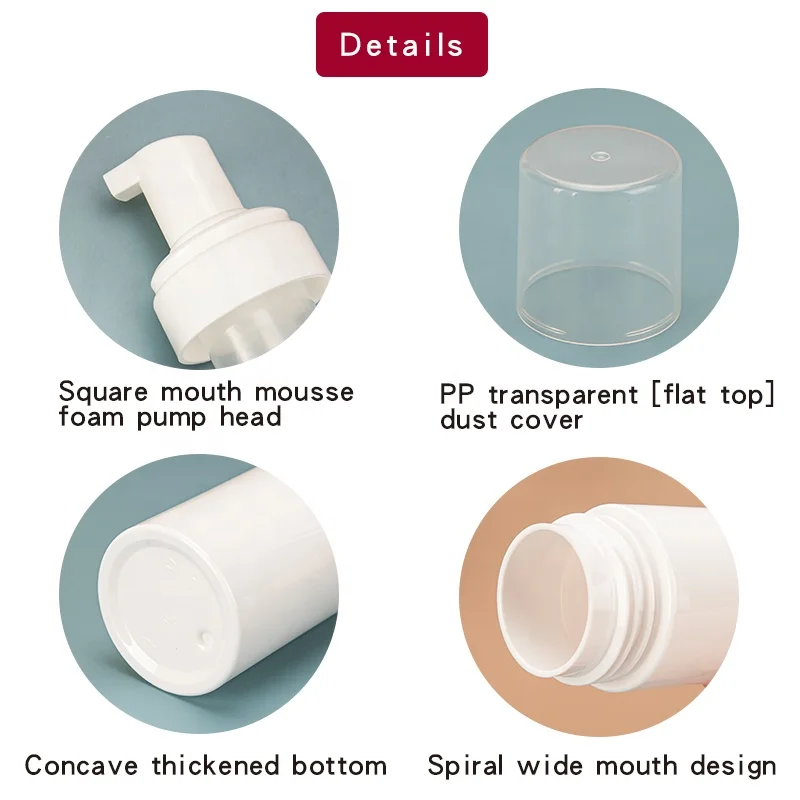 Empty Plastic Foam Pump Bottle 120ml 150ml White Pet Facial Cleanser Mousse Foam Pump Bottle
