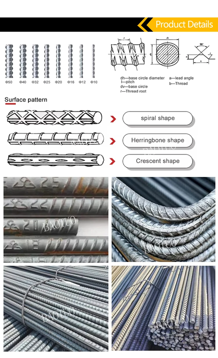 HRB400 Deformed Rebar Steel Bar Ribbed 8mm 10mm Iron Rod Reinforcing 