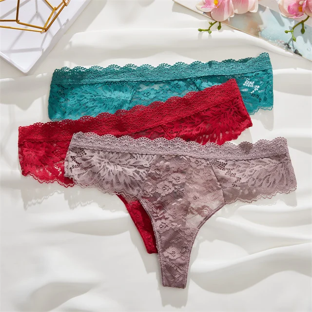 Finetoo New Hot Women Floral Lace T Back Sexy Soft Comfortable Cheap Thongs For Ladies Low Waist 7423