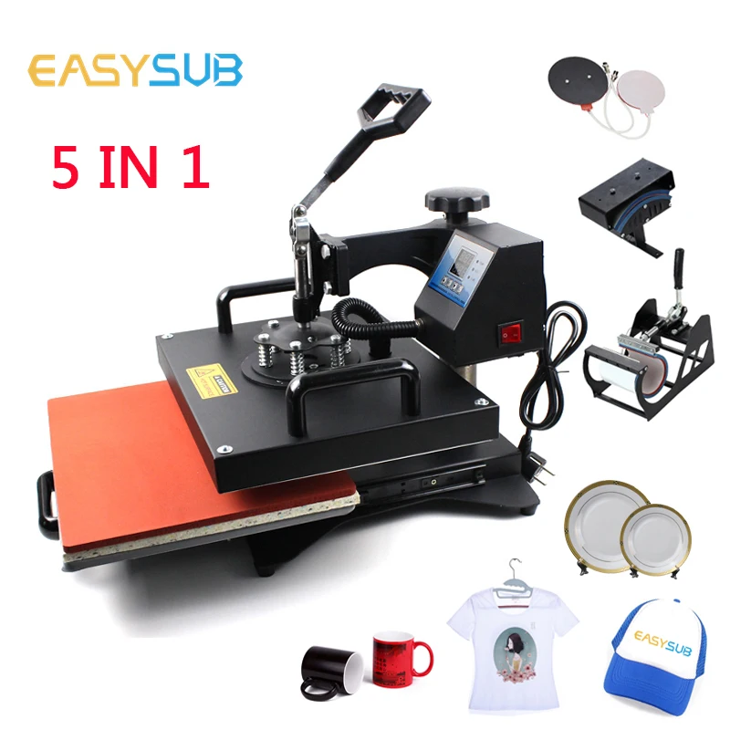 Combo Sublimate 5 in 1 Mug Heat Transfer Machine Combo Heat Press Machine 5 in 1 T Shirt Printing Machine