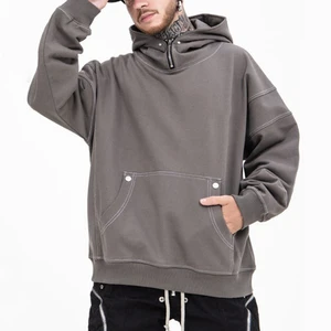 Fashion Design Men's Thick Cotton Oversize Half Zip Collar Hoodie