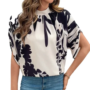 Europe and America Summer new style classy Woven floral pattern positioning floral top